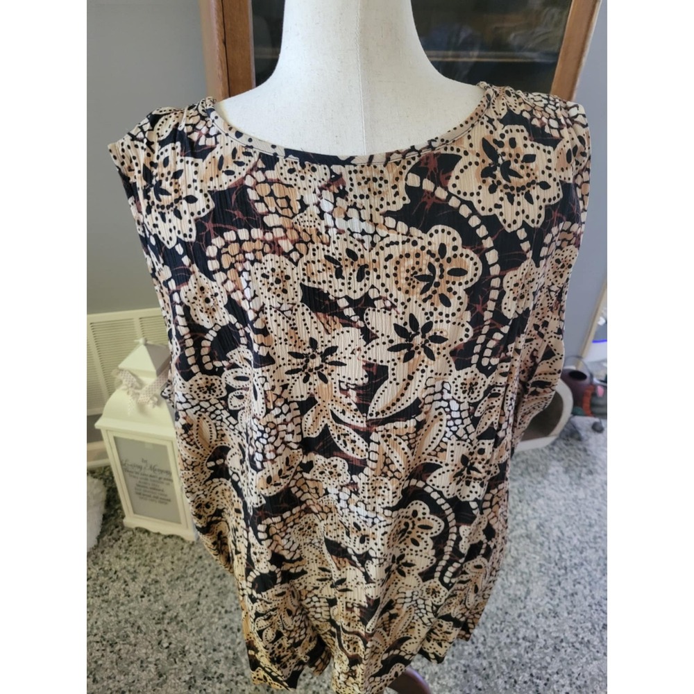 Maggie Barnes Womens 4X Floral Print Tank Top Black Button Down Top Set - Picture 5 of 7